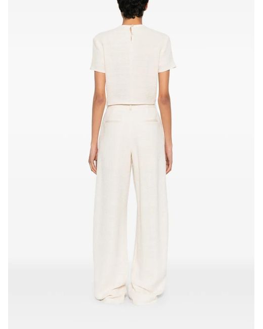 Nanushka White Mariel Frayed-Detail Top