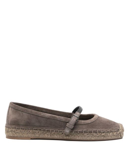 Brunello Cucinelli Brown Suede Precious Strap Espadrilles