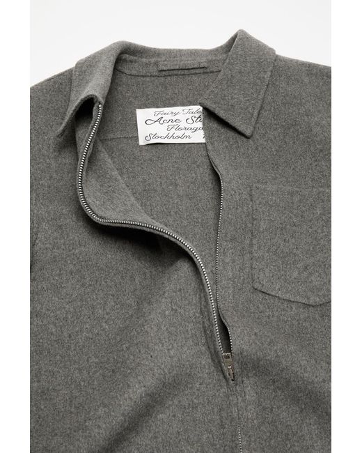 Acne Gray Zip-Up Shirt Jacket for men