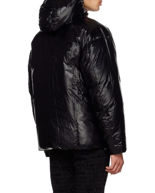 Versace Jeans Black High-Shine Padded Jacket for men