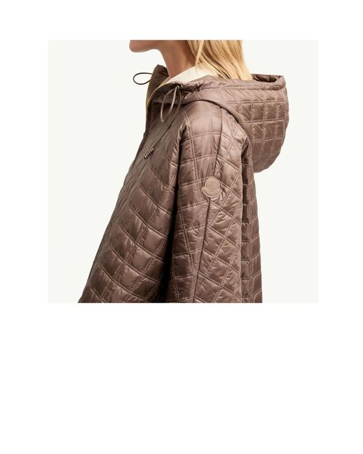 Moncler Brown Hooded Square-Quilted Padded Cape