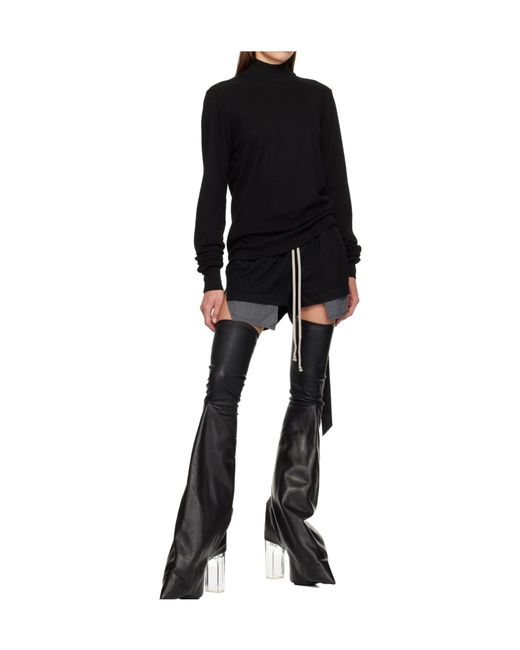 Rick Owens Black Headon Double-Layer Turtleneck Sweater