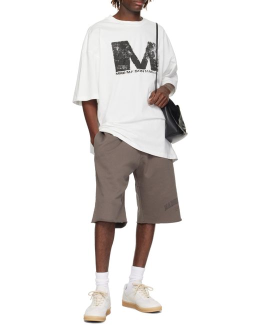 MM6 by Maison Margiela White Newspaper Printed T-Shirt for men