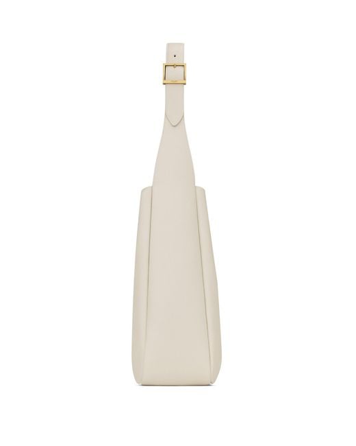 Saint Laurent White Le 5 À 7 Logo Plaque Large Shoulder Bag