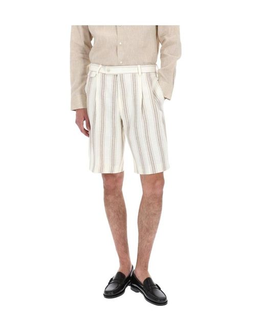 Boss Natural Boss Striped Linen Shorts for men