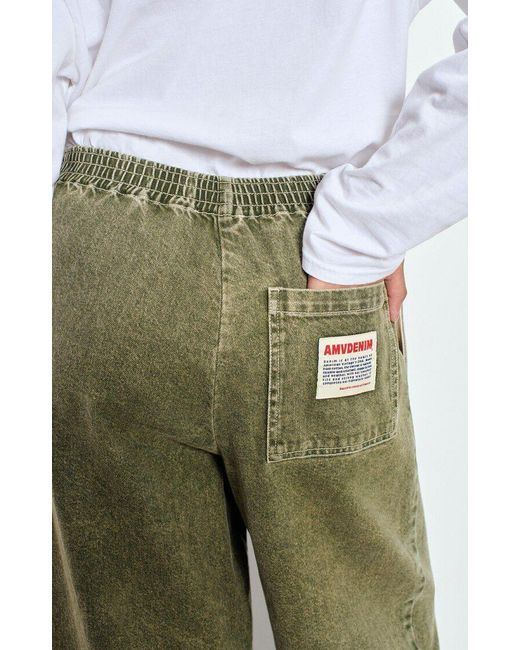 American Vintage Green Elastic-Waist Casual Trousers