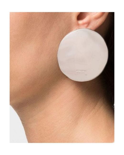 Jil Sander White Logo Engraved Earrings