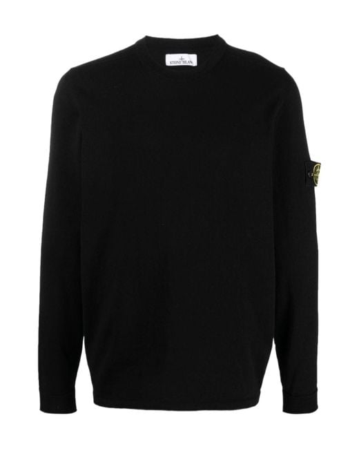 Stone Island Black Logo Patch Knitted Jumper for men