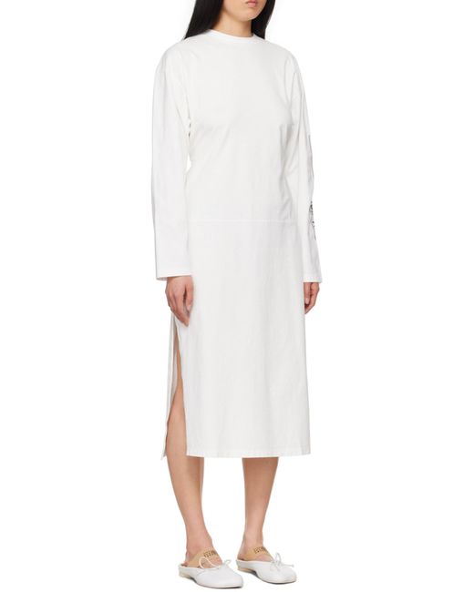 MM6 by Maison Margiela White Drop Shoulder Long T-Shirt