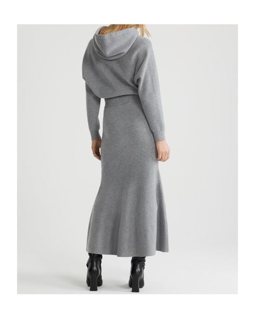 Patou Gray Peplum Midi Skirt