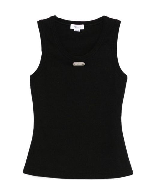 McQueen Black Logo Plaque Ribbed Tank Top