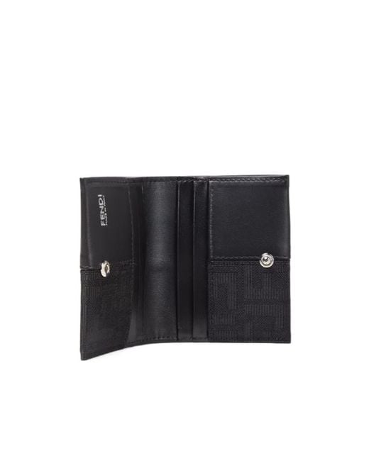 Fendi Black Ff Jacquard Card Holder for men