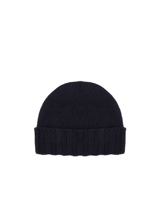Drumohr Blue Ribbed Knit Hat for men