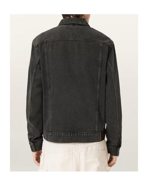 AllSaints Black Faded-Wash Denim Jacket for men