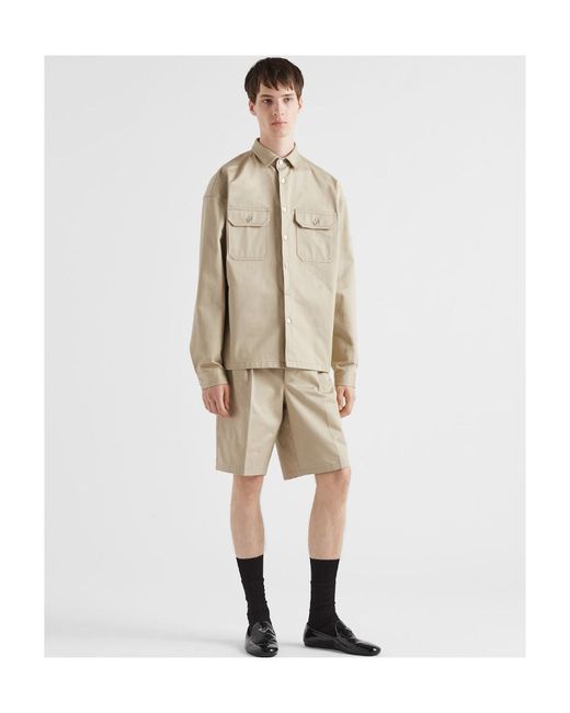 Prada Natural Monochrome Button-Up Shirt for men