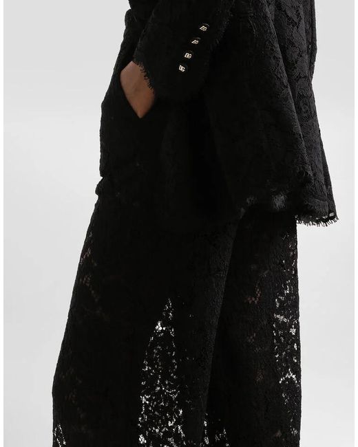 Dolce & Gabbana Black Dna Lace-Detailing Trousers