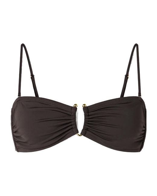 Nili Lotan Brown Ruffled Bikini Top