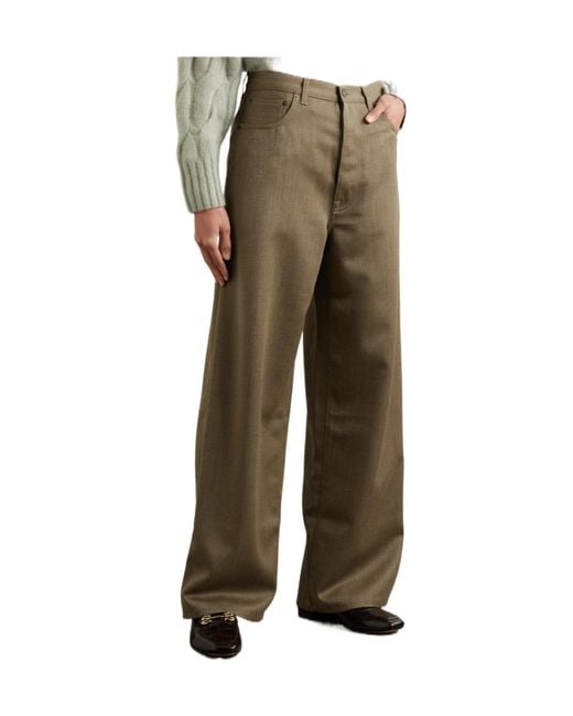 Fortela Green Wool Twill Trousers