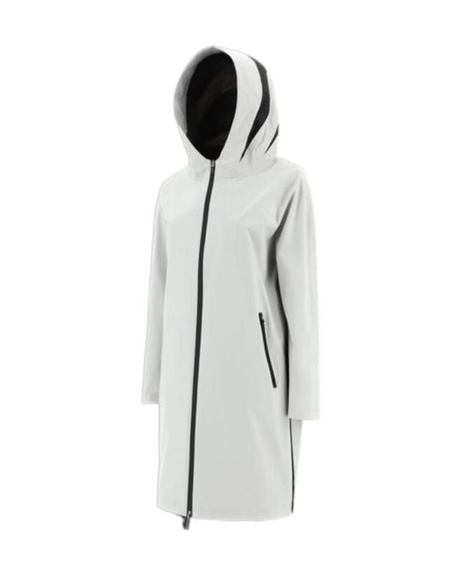 Herno Gray Long-Sleeved Hooded Zipped Coat
