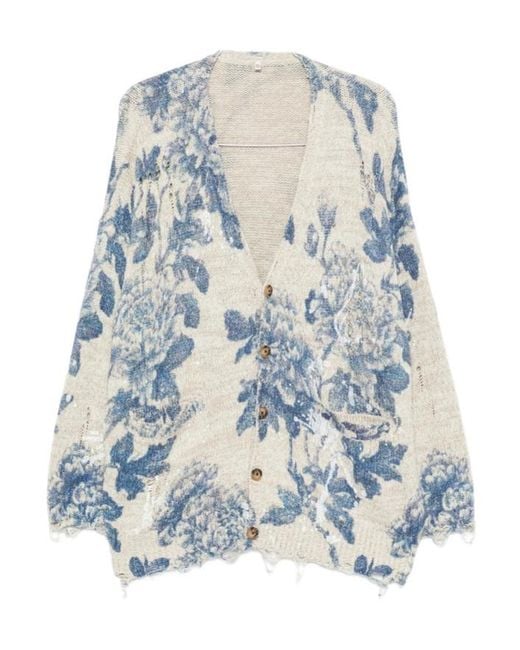 R13 Blue V-Neck Cardigan for men