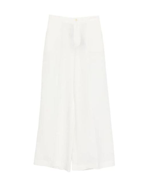 Twinset White Wide-Leg Tailored Trousers
