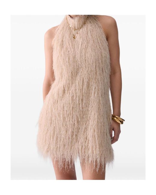Liu Jo White Short Dress With Frayed Fabric