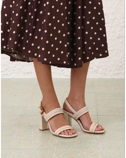 Zimmermann White Alchemy Woven-Strap Block-Heel Sandals