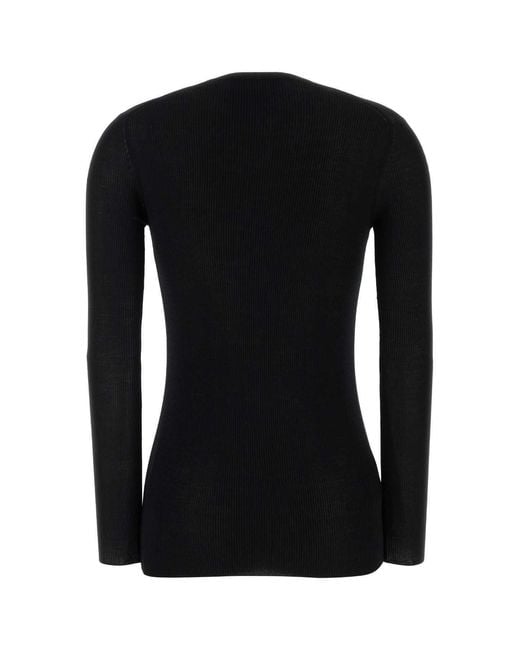 Prada Black Crewneck Button-Up Cardigan