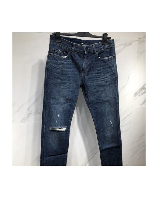 Saint Laurent Blue Imitation Old Skinny Jeans for men