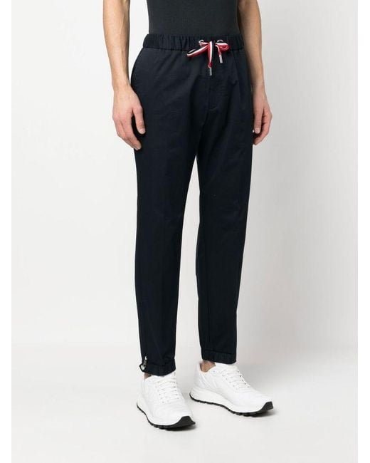 Moncler Blue Logo-Patch Drawstring Pants for men