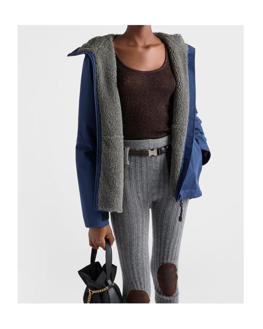 Prada Blue Belted Hooded Jacket