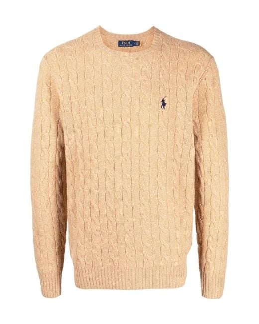 Polo Ralph Lauren Natural Pony Embroidered Cable-Knit Jumper for men