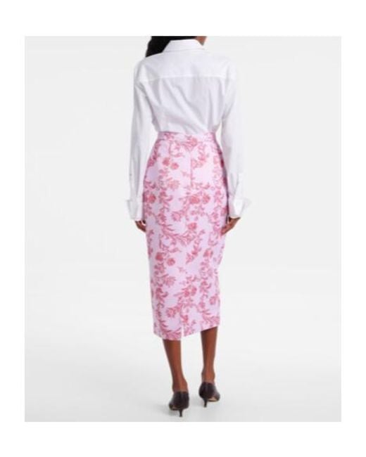 Emilia Wickstead Pink Lorelei Floral Taffeta Faille Pencil Skirt