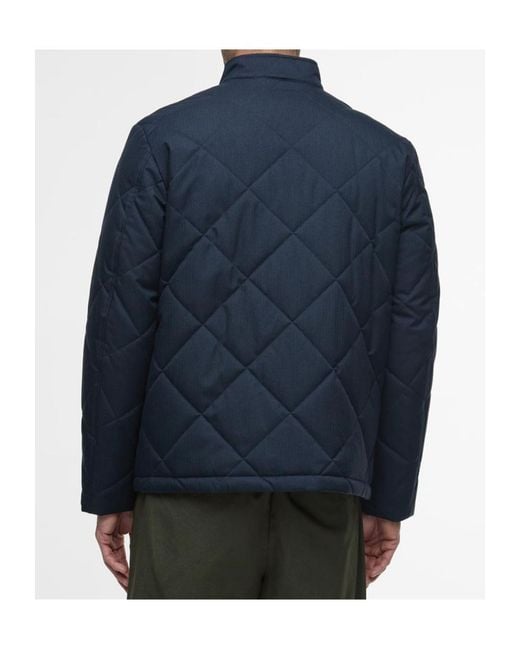 Barbour Blue Quilted Stand-Up Collar Jacket for men