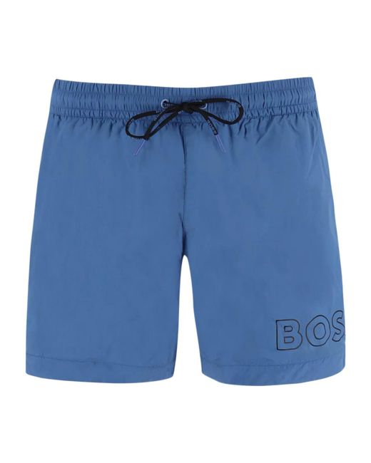 Boss Blue Drawstring Swim Trunks for men