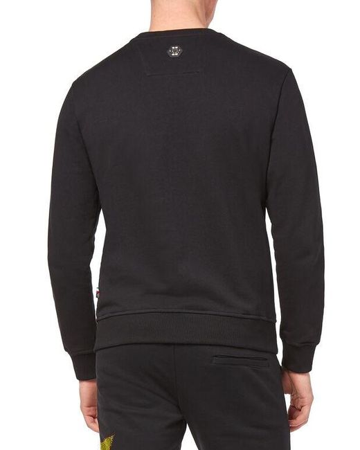 Philipp Plein Black Round-Necked Diamond Sweater for men