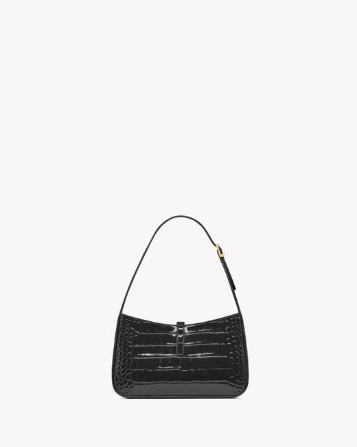 Saint Laurent Black Le 5 À 7 Embossed Shoulder Bag