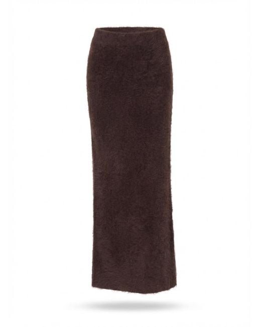 Soft Goat Brown Elastic Waist Skirt