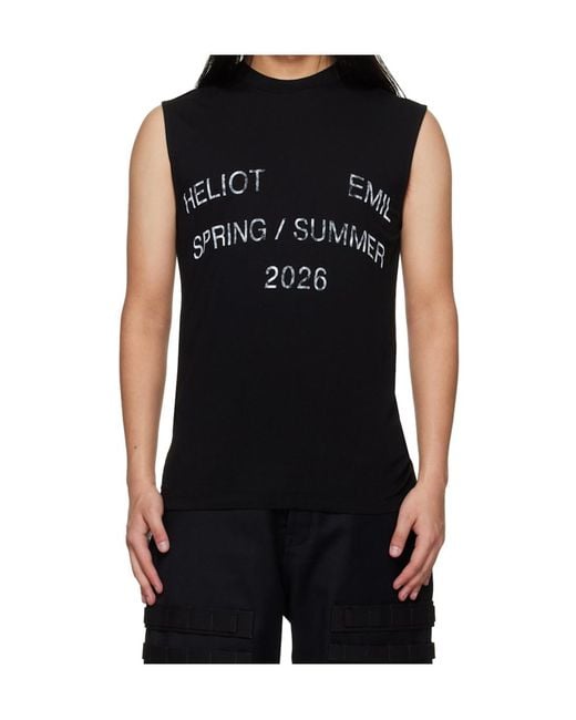 HELIOT EMIL Black Overo Crew Neck Vest for men