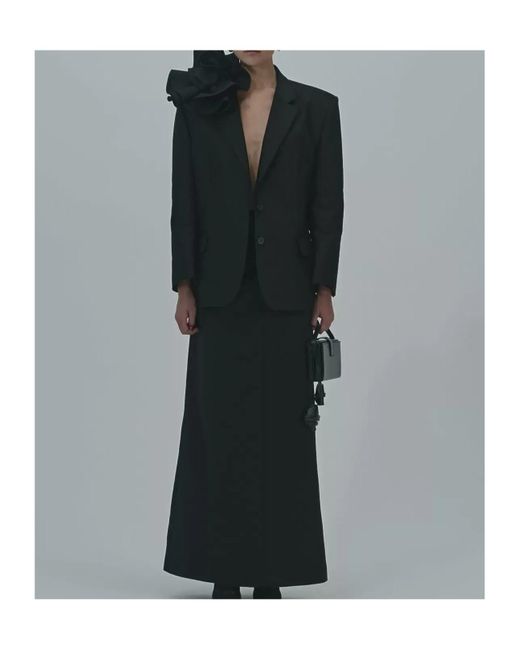 Magda Butrym Black Classic Flower Appliqué Blazer