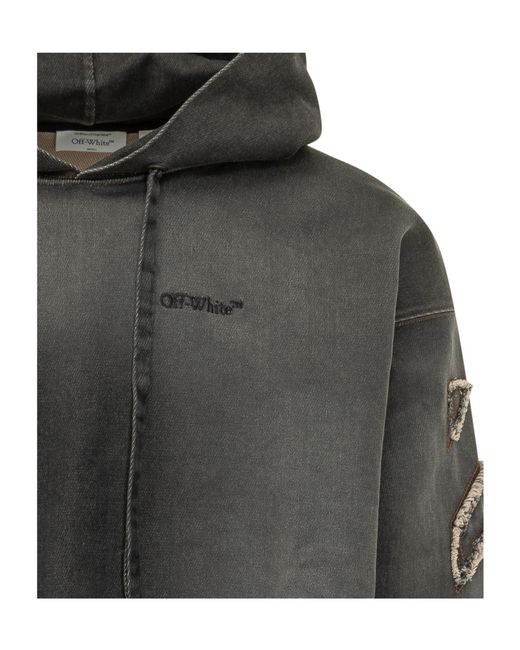 Off-White c/o Virgil Abloh Black Frayed Detailed Drawstring Hoodie for men
