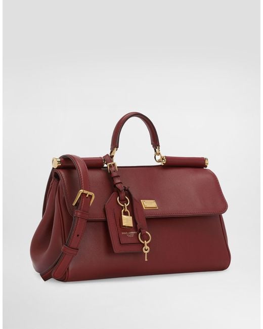 Dolce & Gabbana Red Logo Plaque Medium Sicily Handbag