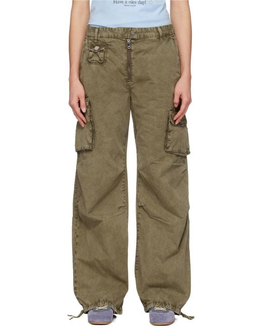 Ganni Green Washed Twill Trousers