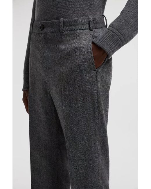 Moncler Gray Logo Patch Straight-Leg Pants for men