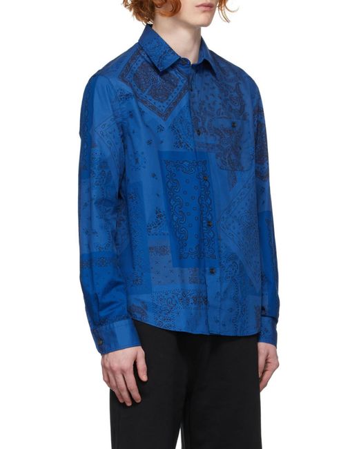 KENZO Blue Bandana-Print Cotton Shirt for men