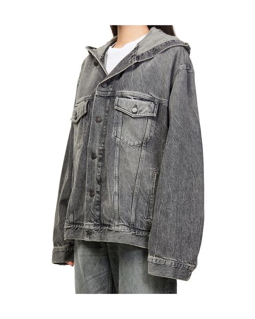 Acne Gray Hooded Denim Jacket