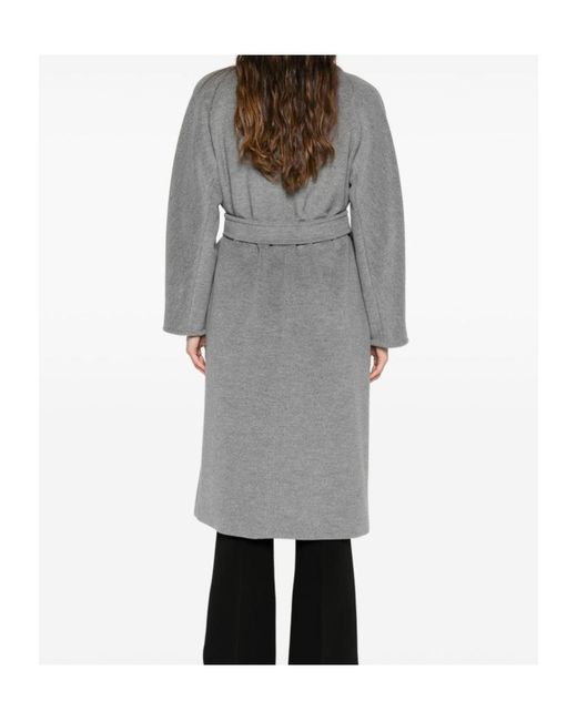 Max Mara Gray Collared Long-Sleeved Coat