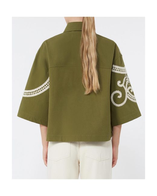 Weekend by Maxmara Green Embroidered Detailed Cropped Jacket