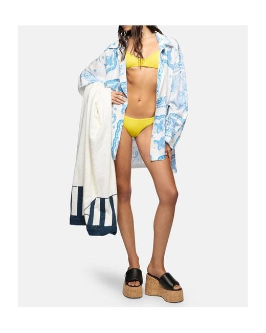 The Attico Blue Paisley-Print Asymmetric Shirt