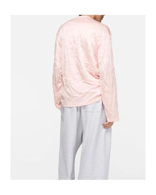 Acne Pink Crinkled Long-Sleeves T-Shirt for men